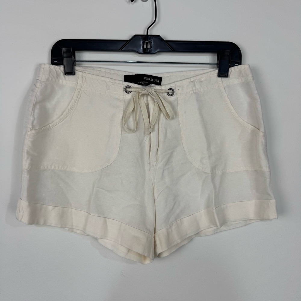 Versona Linen Blend Contemporary Shorts Neutral Summer Coastal Beach